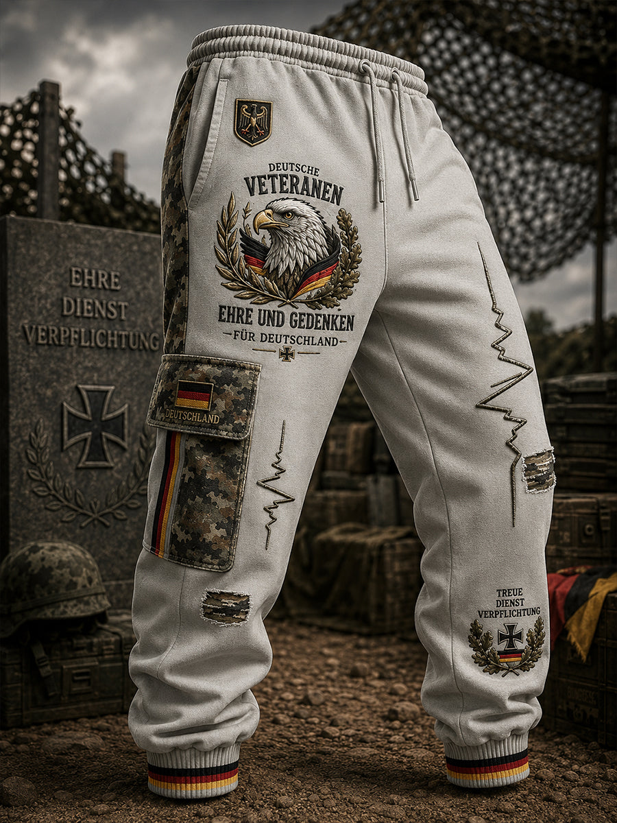 Herren-Lange Cargohose im Vintage-Stil mit Camouflage-Print