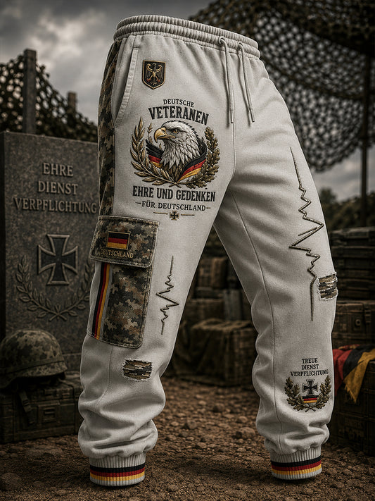 Herren-Lange Cargohose im Vintage-Stil mit Camouflage-Print