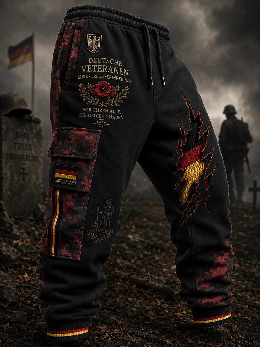 Herren-Lange Cargohose im Vintage-Stil mit Camouflage-Print