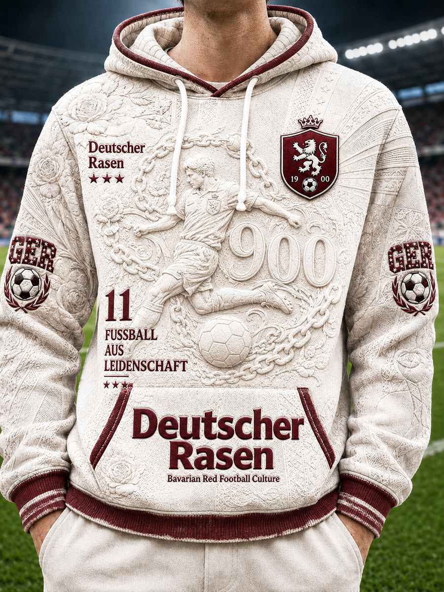 Herren-beiges deutsches FC-Bayern-München-Fußball-3D-gedrucktes Freizeit-Kapuzenpullover