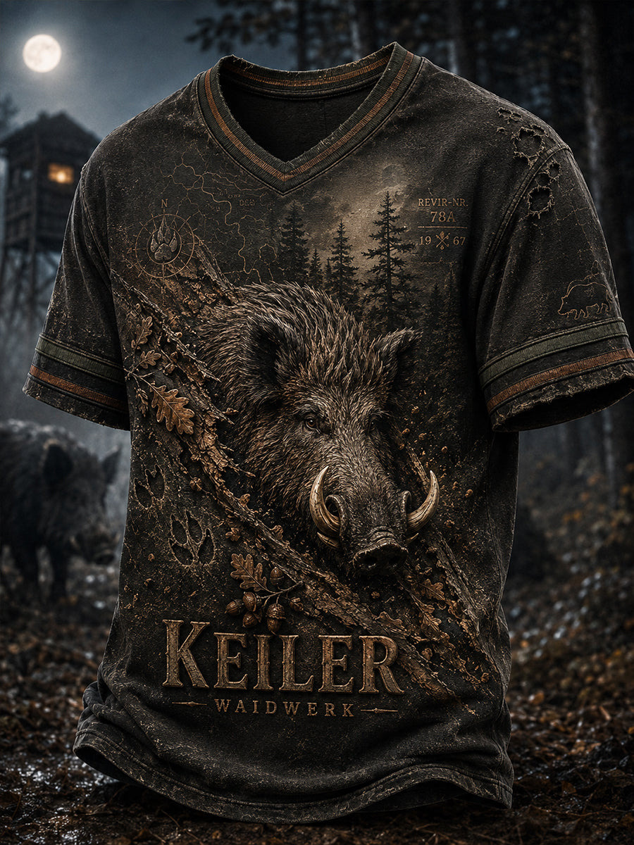 Herren-T-Shirt mit V-Ausschnitt zur deutschen Jagdsaison