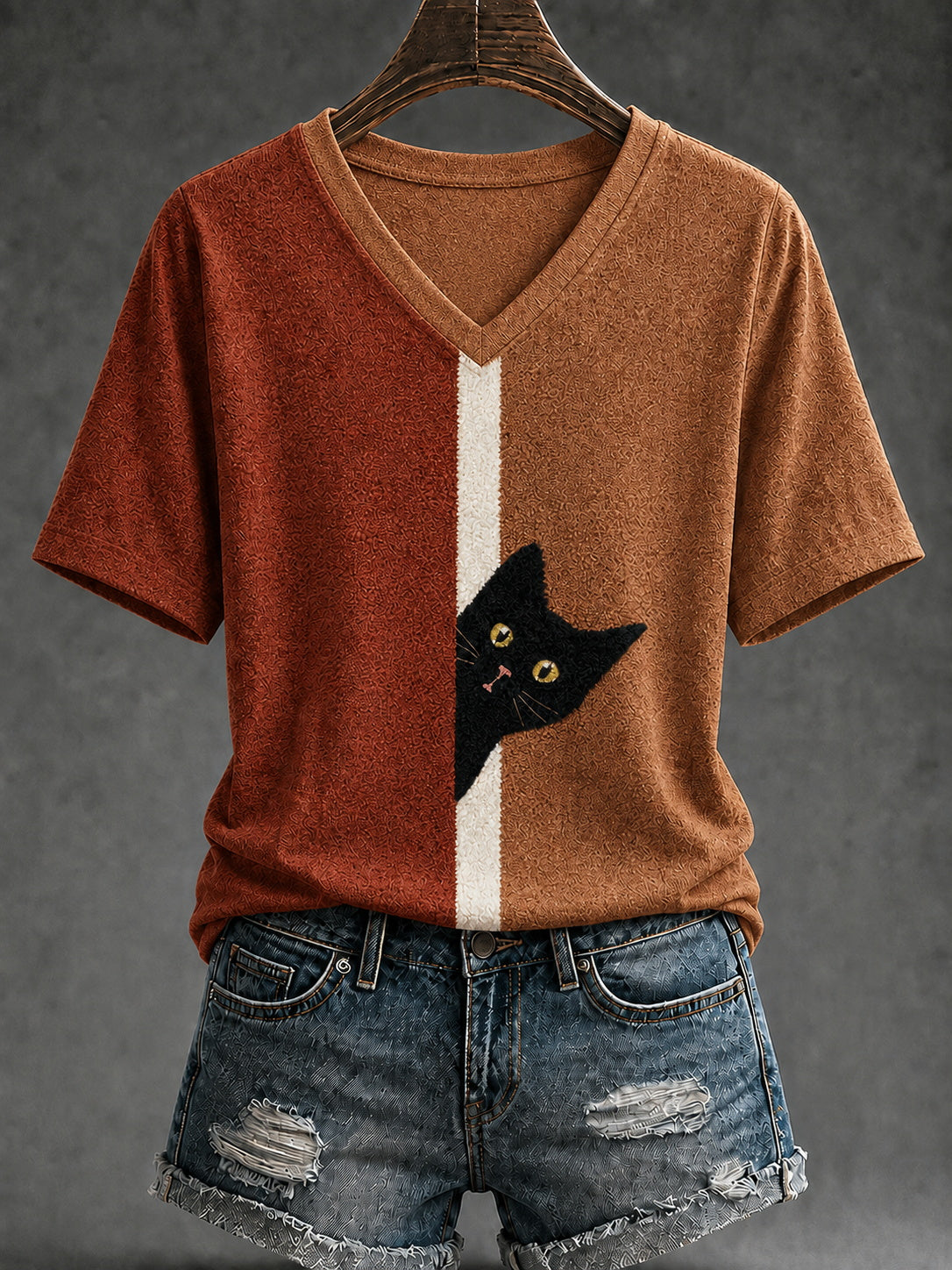 Frauen-Funny-Cat-Kurzarm-T-Shirt