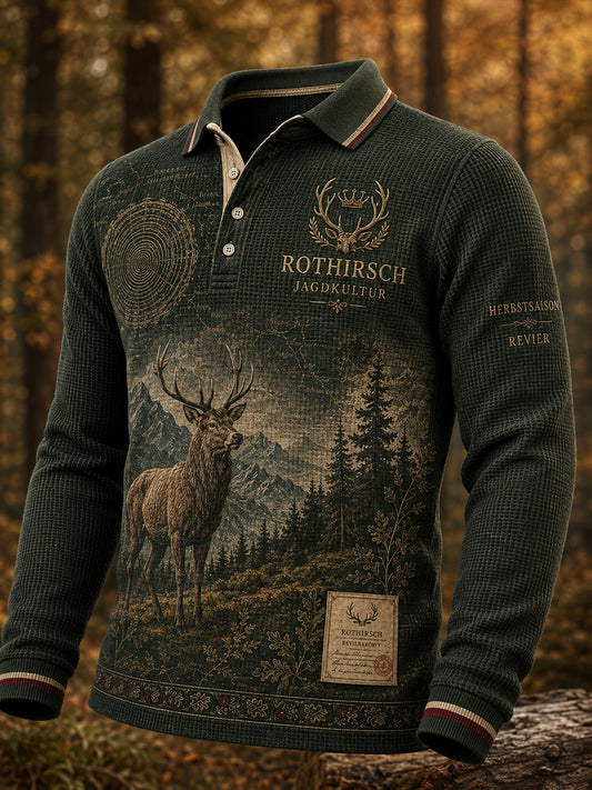 Herren-Waffelpiqué-Langarm-T-Shirt zur deutschen Jagdsaison