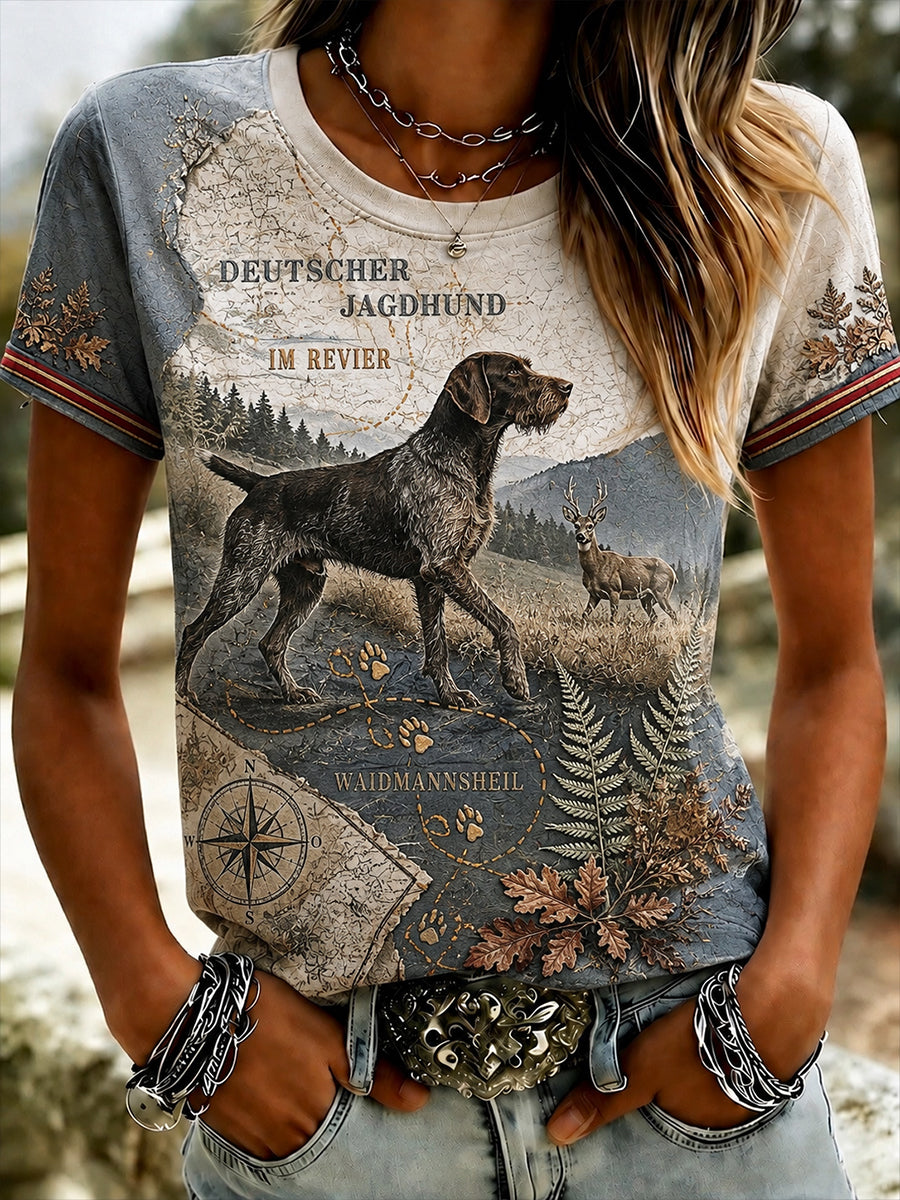 Damen-T-Shirt mit kurzen Ärmeln zur deutschen Jagdsaison