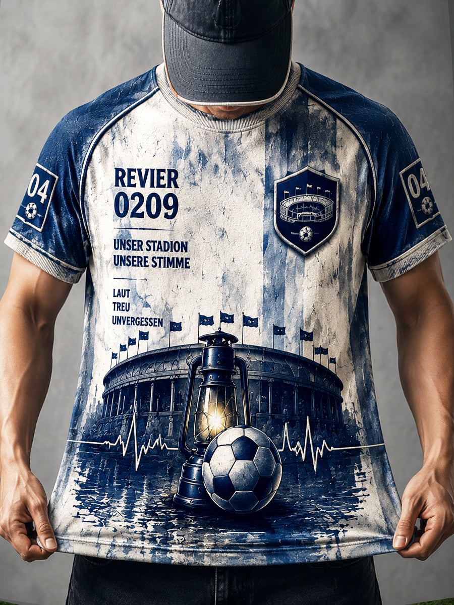 Herren-Deutsche-Bundesliga-Schalke-Fußball-Print-Lässiges T-Shirt