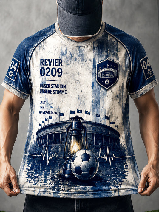 Herren-Deutsche-Bundesliga-Schalke-Fußball-Print-Lässiges T-Shirt