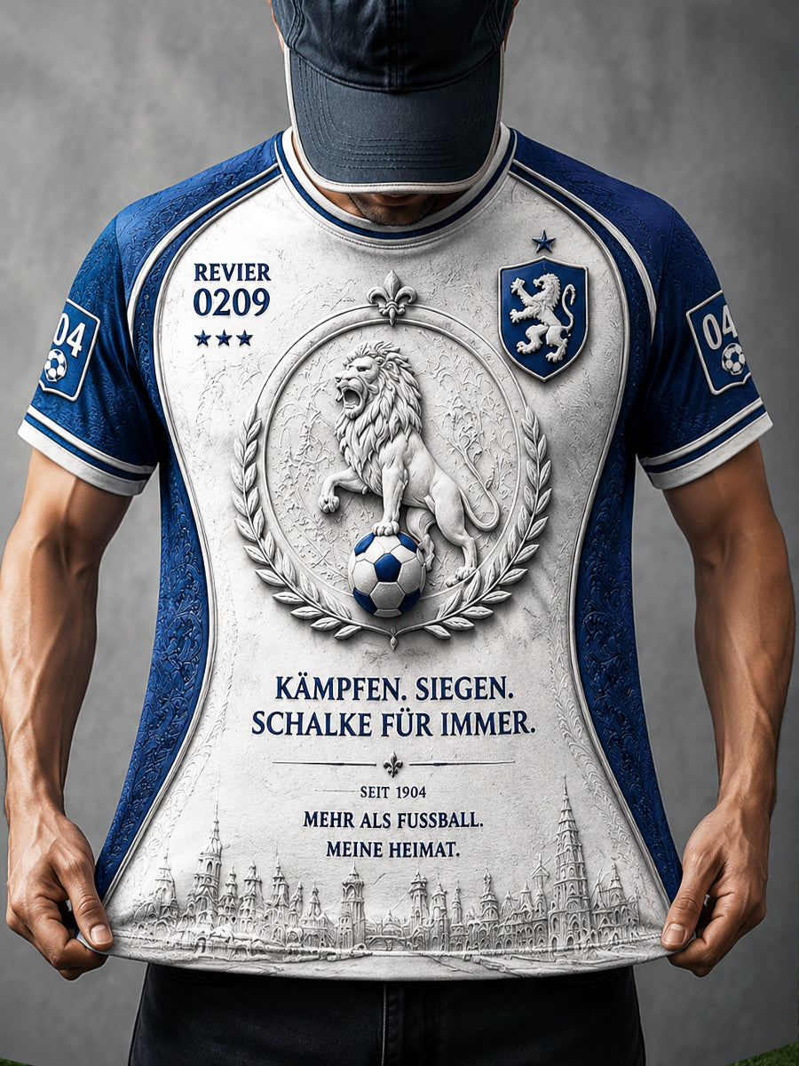 Herren-Deutsche-Bundesliga-Schalke-Fußball‑3D‑bedrucktes Freizeit‑T‑Shirt