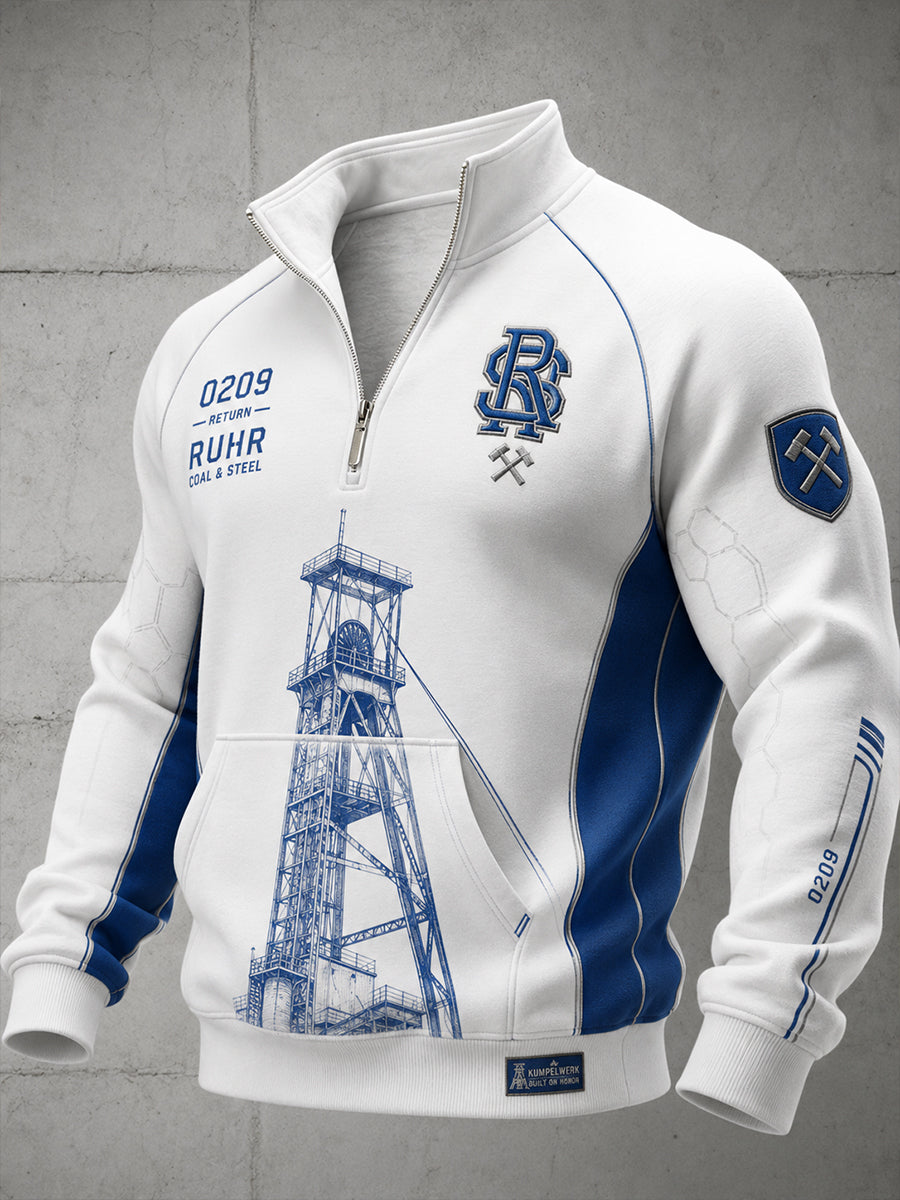 Herren-Schalke-Halbreißverschluss-Sweatshirt mit Stehkragen