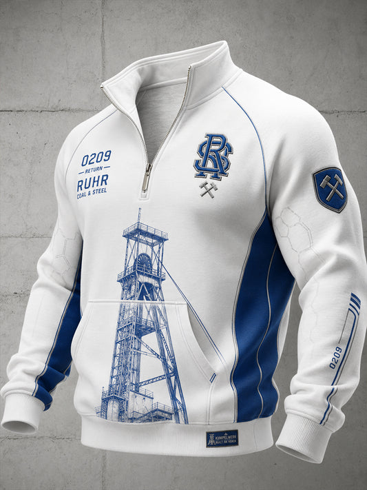 Herren-Schalke-Halbreißverschluss-Sweatshirt mit Stehkragen
