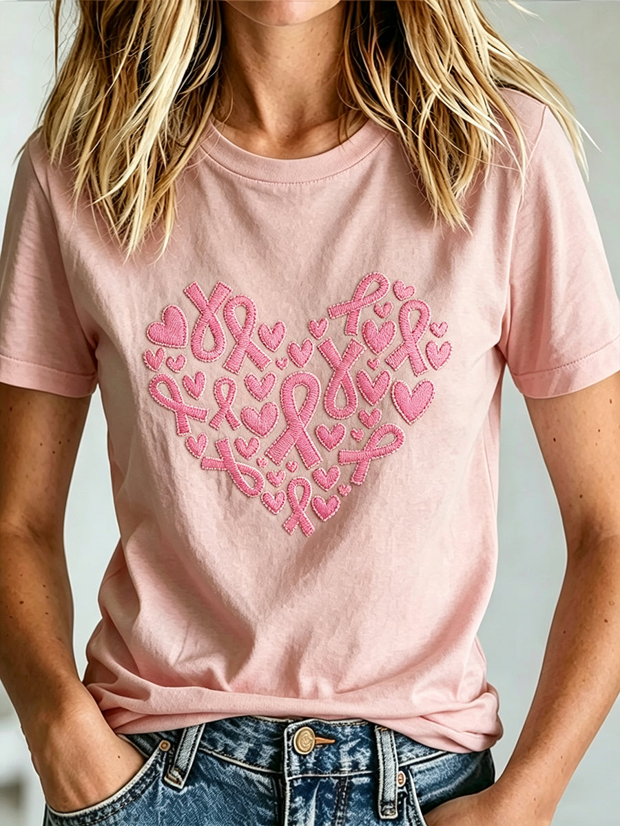 T-Shirt mit Aufdruck zur Brustkrebsaufklärung für Frauen