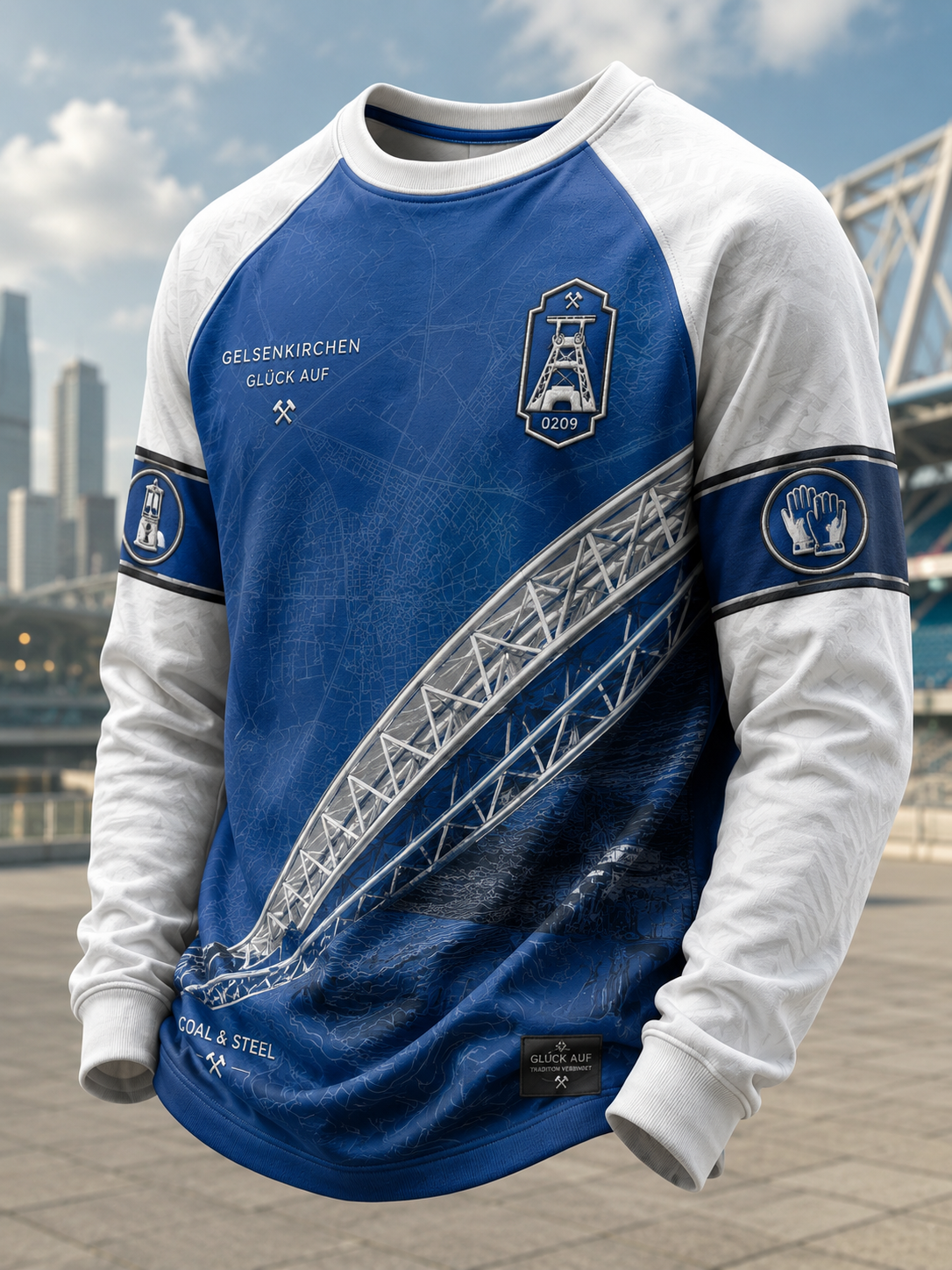 Herren-Schalke-T-Shirt mit langen Ärmeln