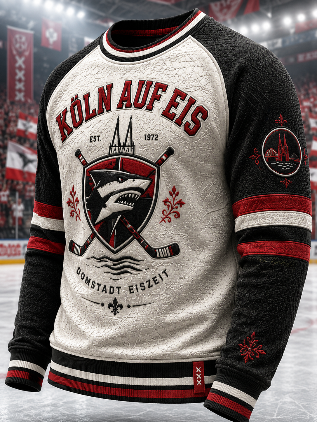 Herren-Kölner-Haie-T-Shirt mit langen Ärmeln