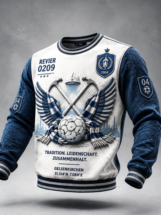 Herren-Bundesliga-Schalke-Football-Patchwork-Print-Lässiges Sweatshirt