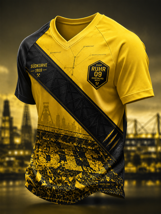 Herren-Dortmund-V-Ausschnitt-T-Shirt