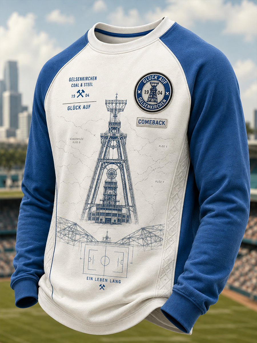 Herren-Schalke-T-Shirt mit langen Ärmeln