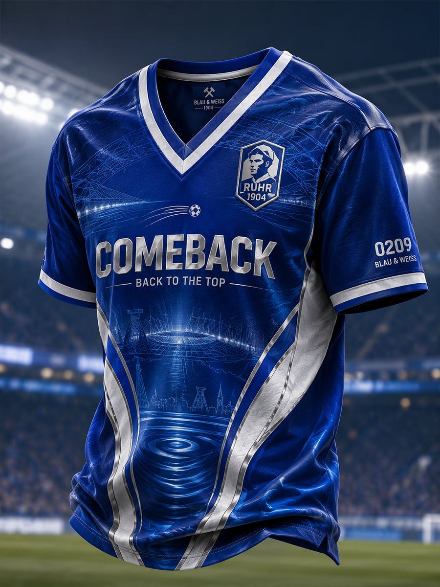 Herren-Schalke-V-Ausschnitt-T-Shirt