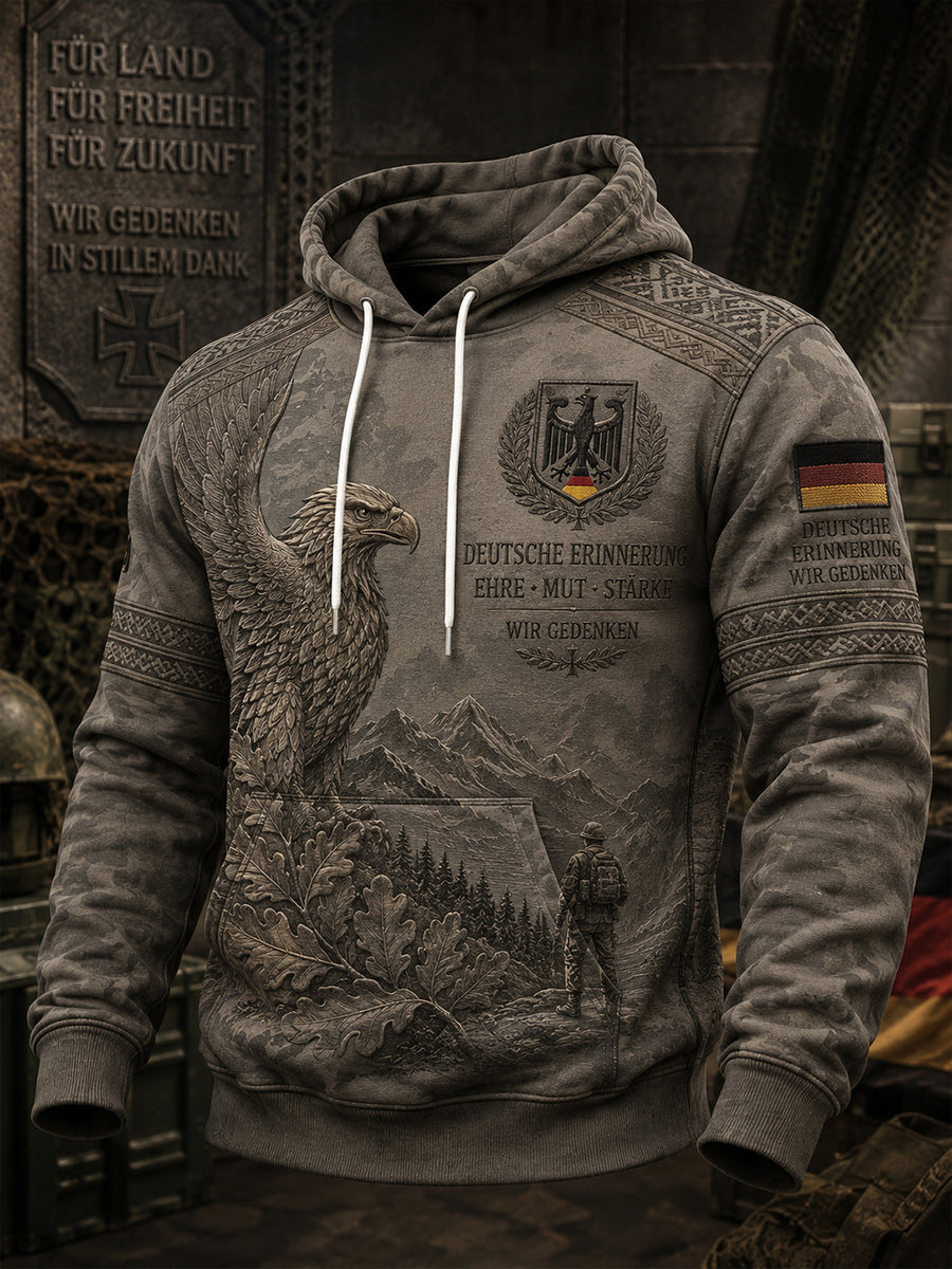 Herren-Kapuzenpullover mit Camouflage-Print und langen Ärmeln zum Gedenken an die Veteranen