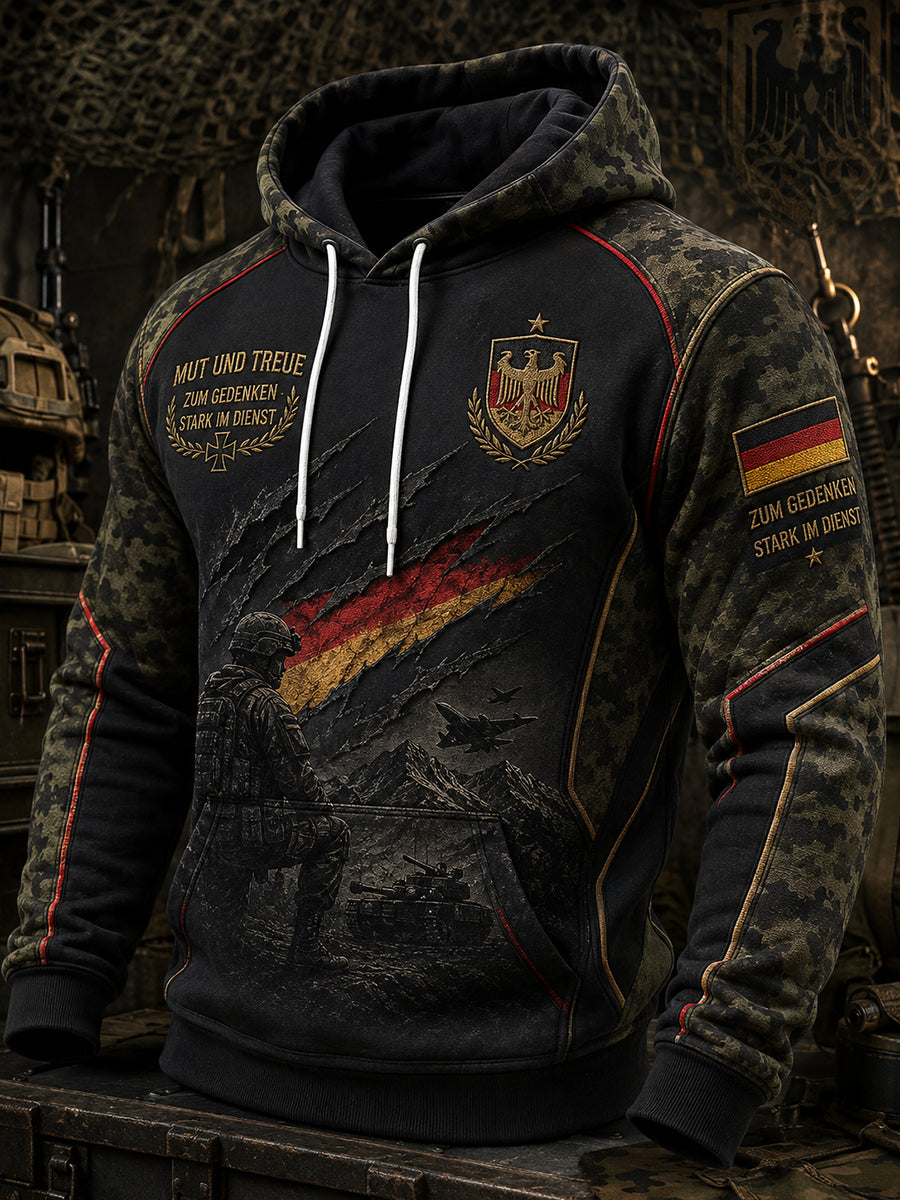 Herren-Kapuzenpullover mit Camouflage-Print und langen Ärmeln zum Gedenken an die Veteranen