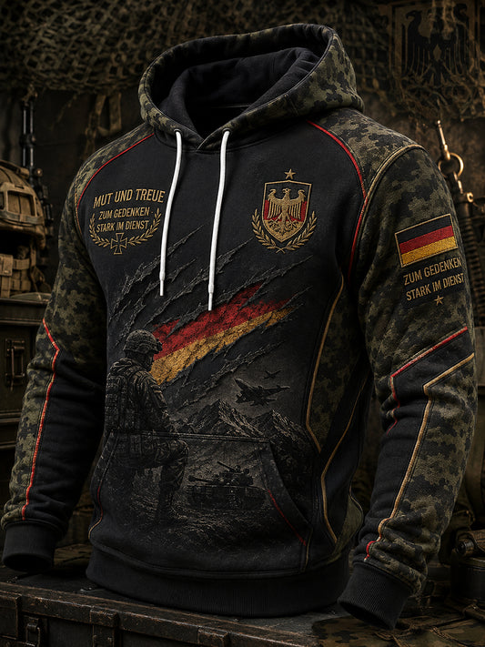 Herren-Kapuzenpullover mit Camouflage-Print und langen Ärmeln zum Gedenken an die Veteranen