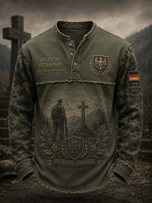 Herren-Longsleeve mit nostalgischem Motiv zur Ehrung von Veteranen