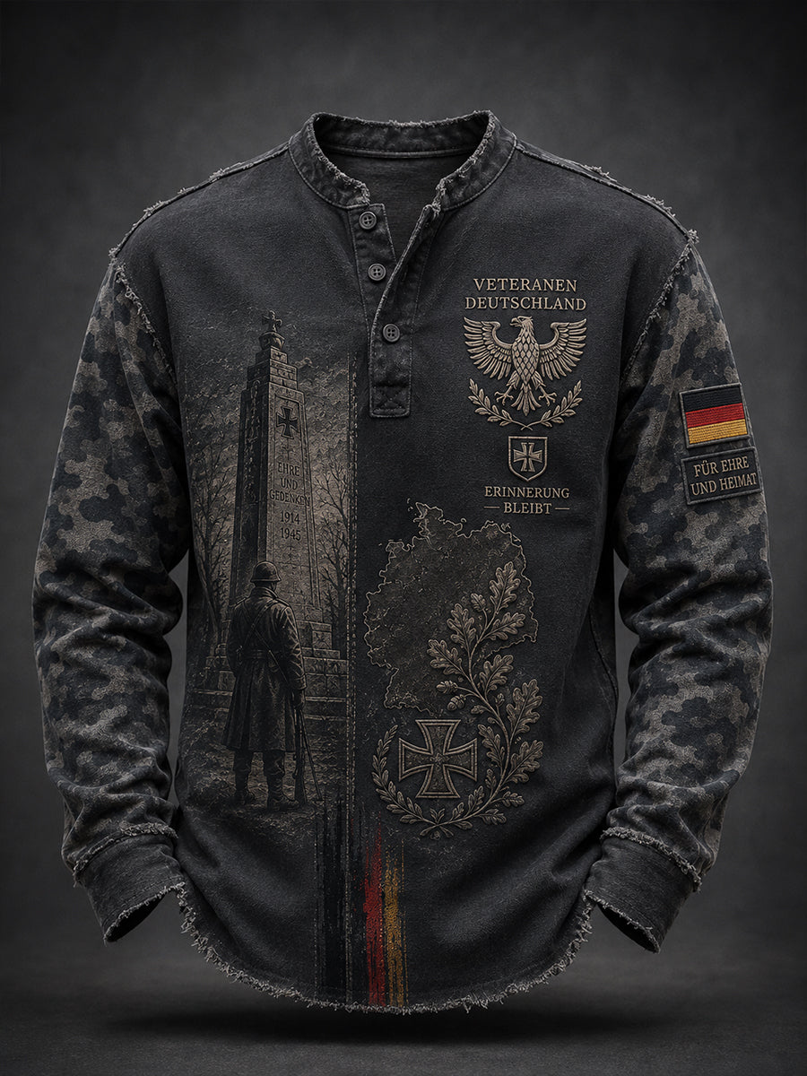 Herren-Longsleeve mit nostalgischem Motiv zur Ehrung von Veteranen