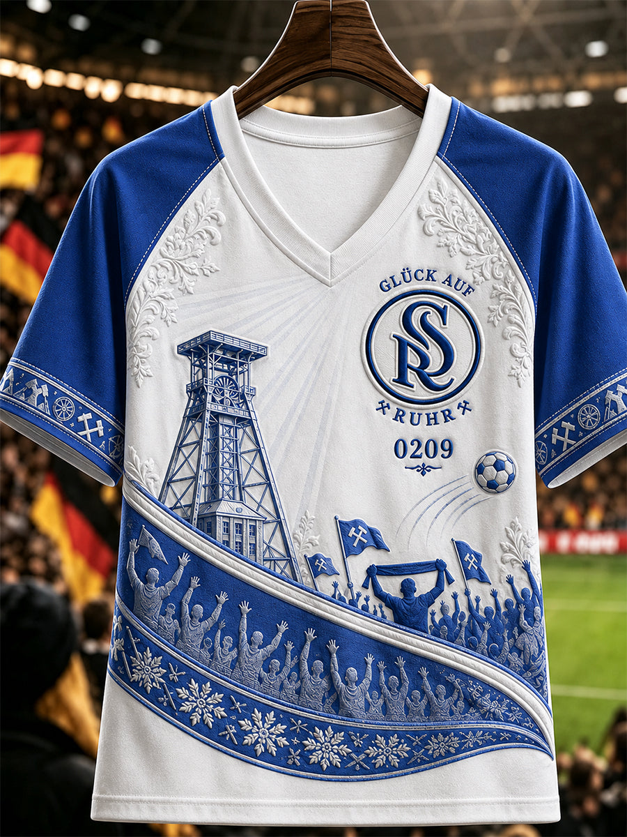 Damen-Schalke-V-Ausschnitt-Off‑Shoulder‑Kurzarm‑T‑Shirt
