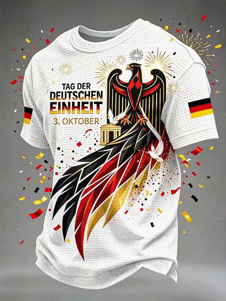 Herren-Tag der Deutschen Einheit-Druck-Waffel-T-Shirt