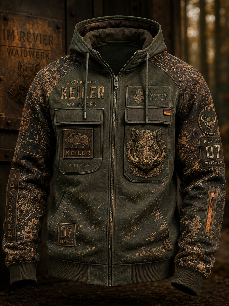 Herren-Kapuzenpullover mit Jagdmotiv zur deutschen Jagdsaison