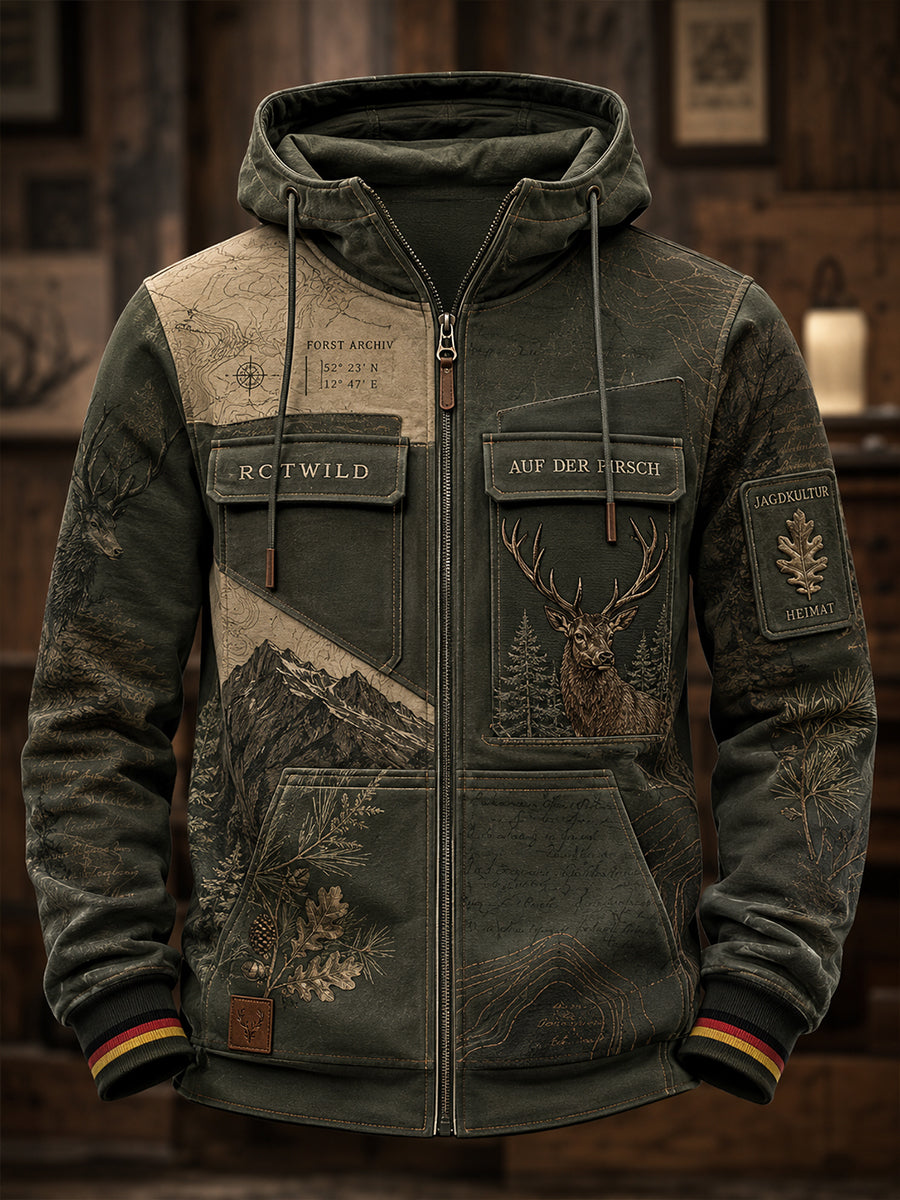 Herren-Kapuzenpullover mit Jagdmotiv zur deutschen Jagdsaison
