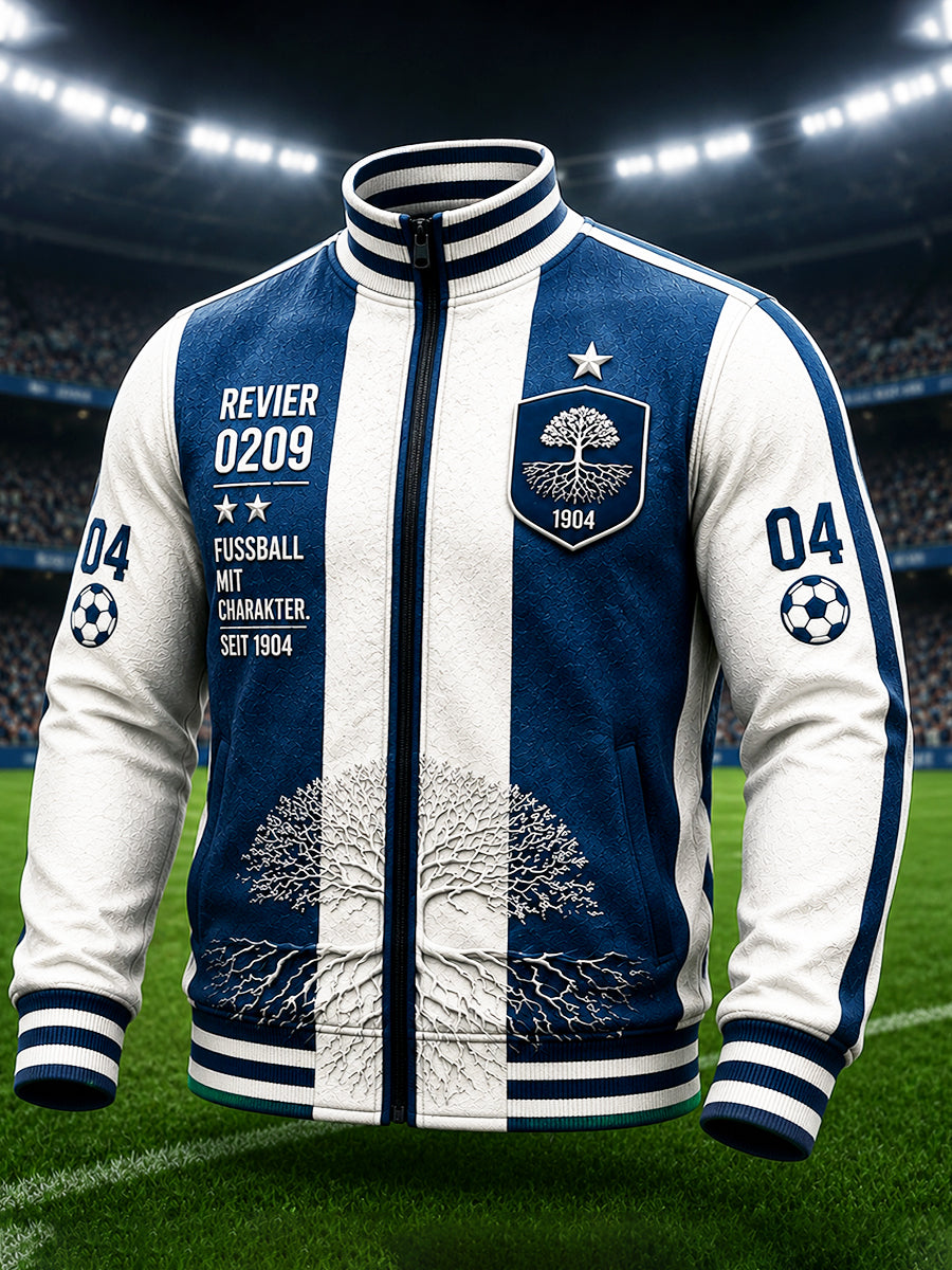 Herren-Bundesliga-Schalke-Patchwork-Print Freizeitjacke mit Reißverschluss