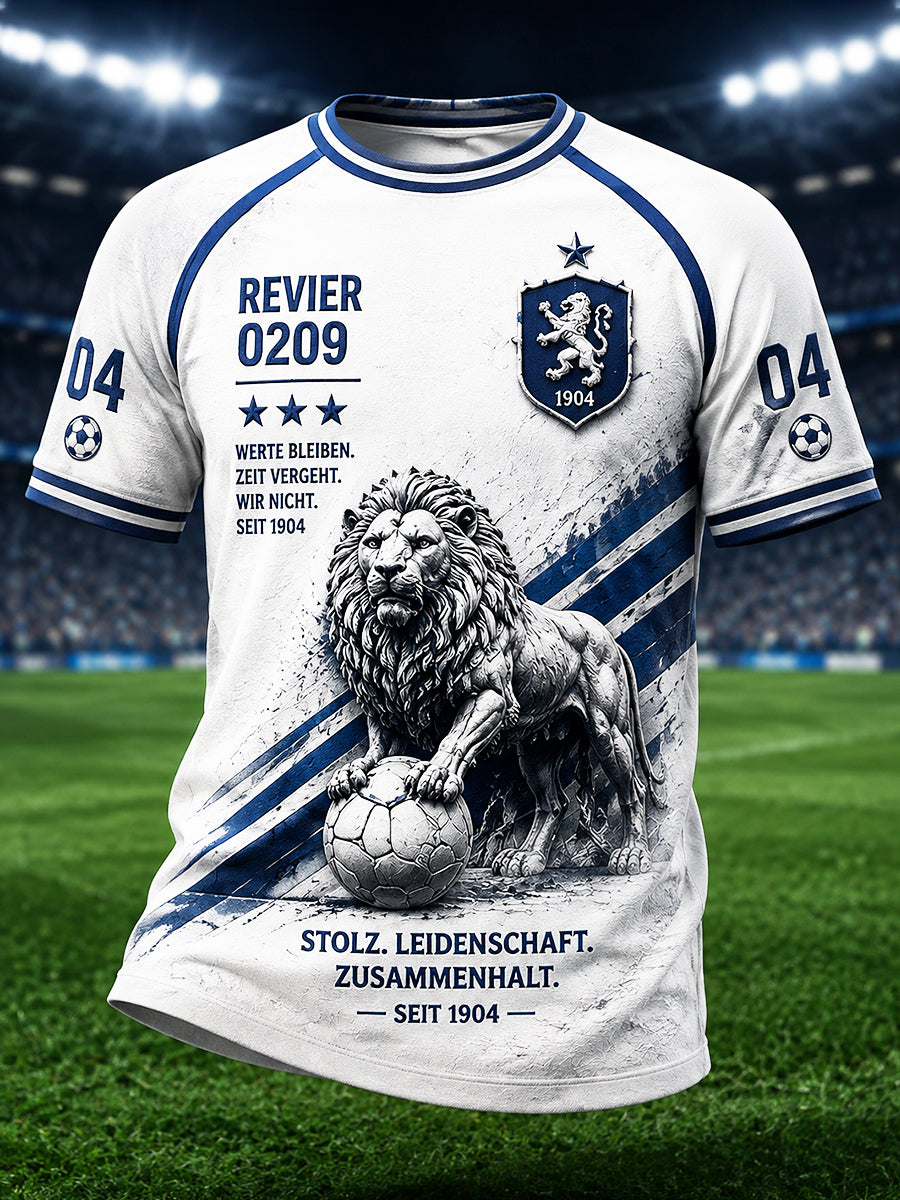 Herren-Fußball‑T‑Shirt von Schalke mit „Löwe“‑Print, lässig