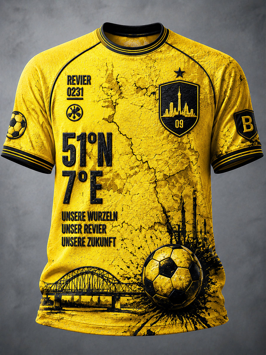 Herren-T-Shirt im Ballspielverein-Borussia-Football-Style, lässig mit Print