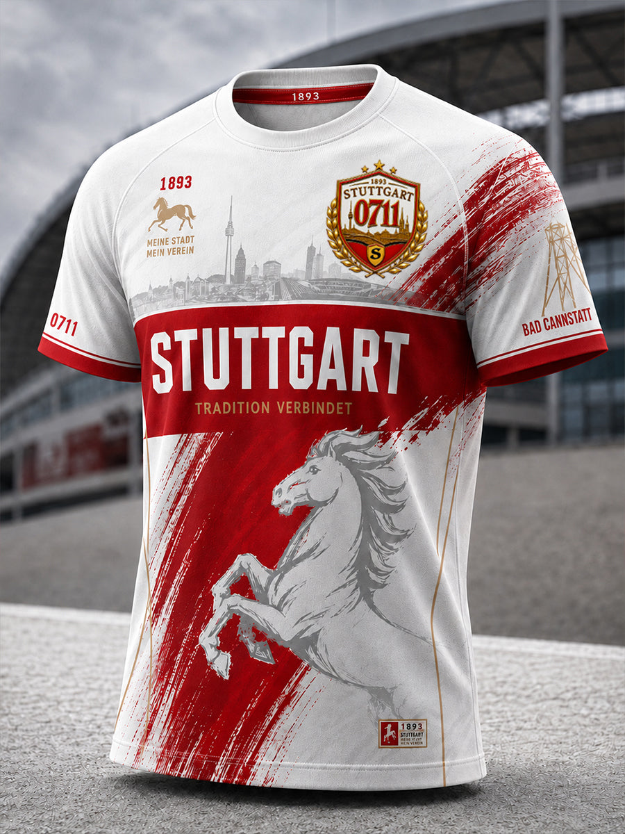 Herren-VfB-Stuttgart-T-Shirt mit kurzen Ärmeln