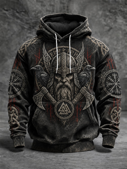 Herren-Viking-Kapuzenpullover in Übergröße mit abfallenden Schultern und Taschen