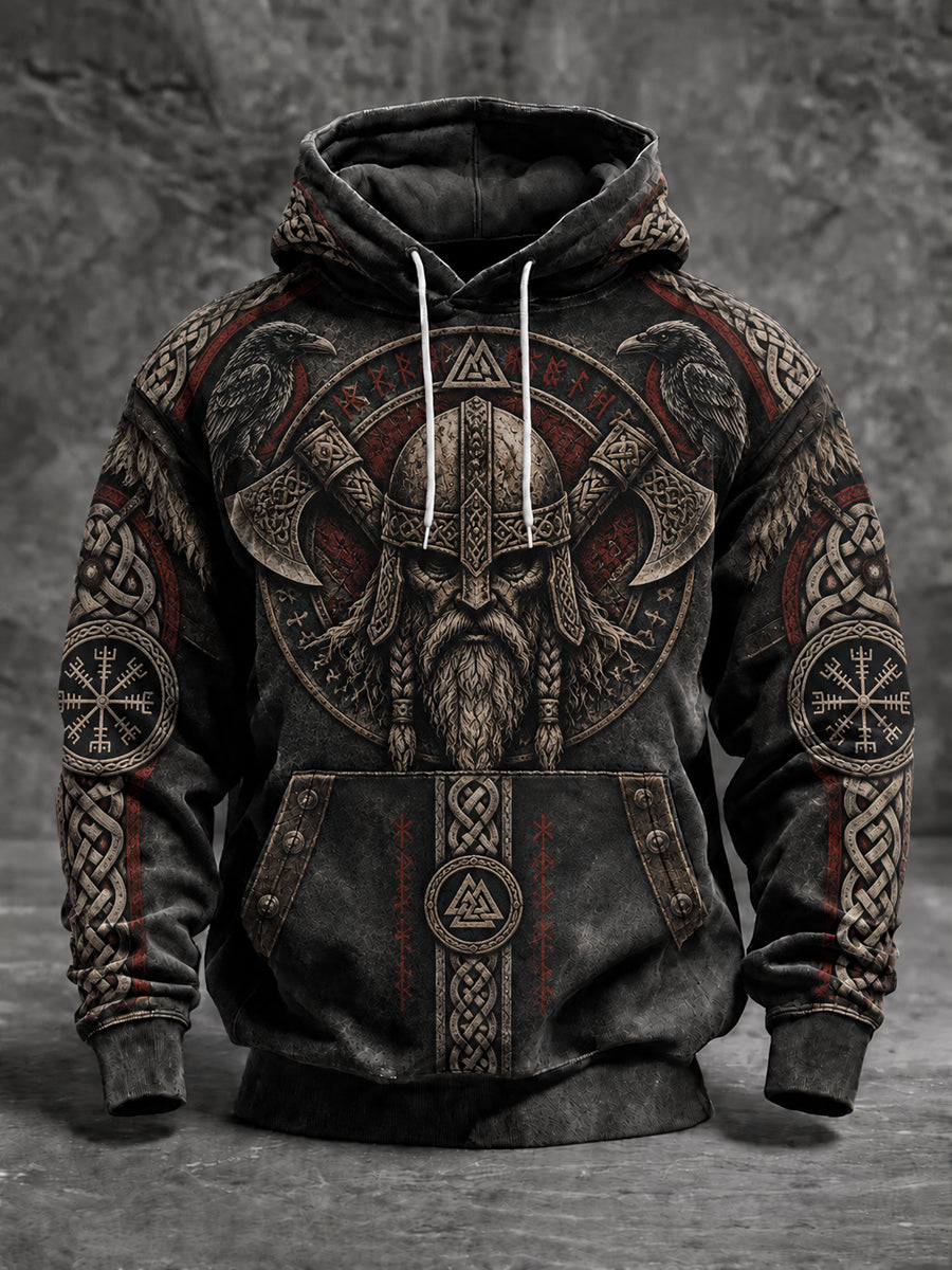 Herren-Viking-Kapuzenpullover in Übergröße mit abfallenden Schultern und Taschen