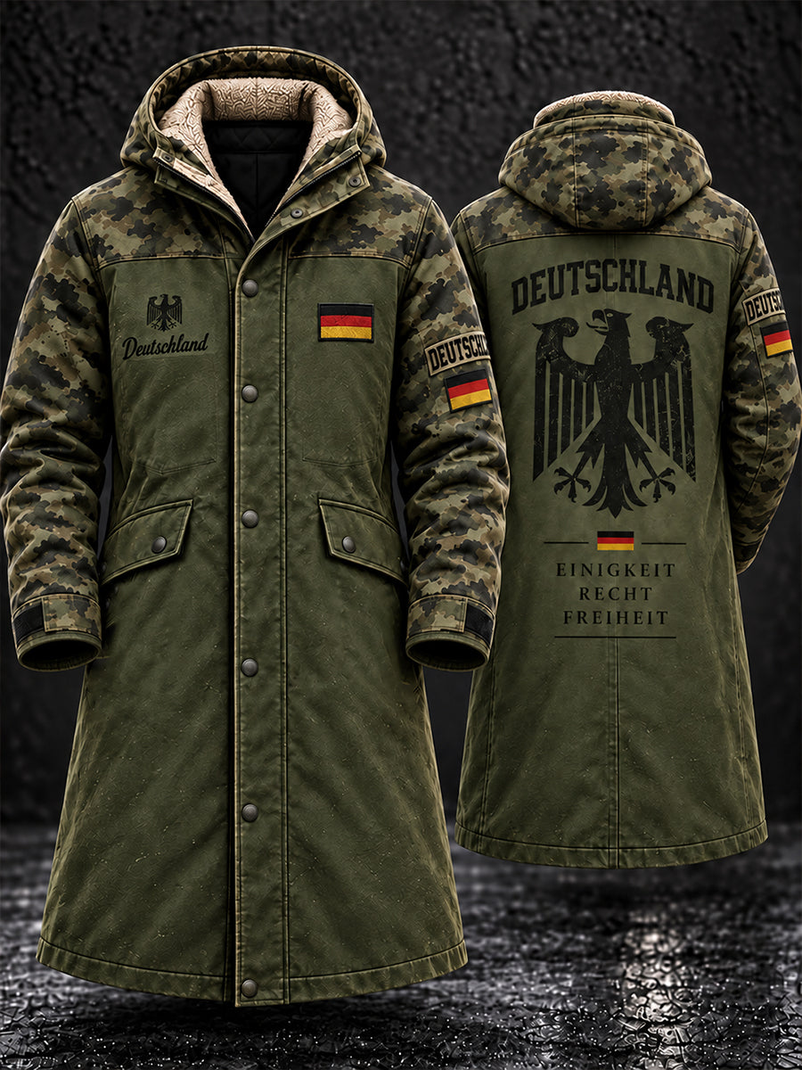 Herren-Langmantel mit Fleecefutter und Grafikdruck zum Gedenken an Veteranen