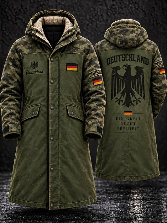 Herren-Langmantel mit Fleecefutter und Grafikdruck zum Gedenken an Veteranen