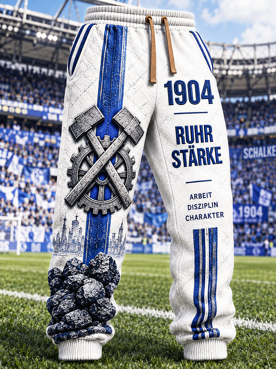 Herren-weiße Freizeit-Sport-Hose der deutschen Bundesliga mit Schalke-Fußballmotiv