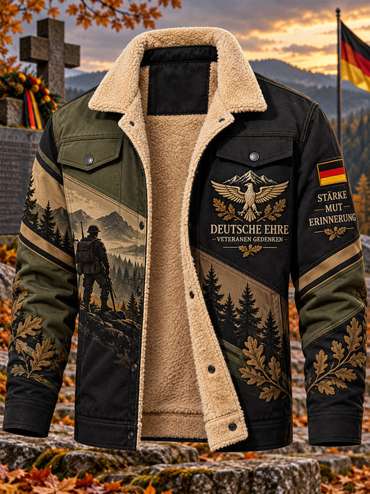 Herrenjacke mit Fleece-Innenfutter und Grafikdruck zum Veteranengedenken