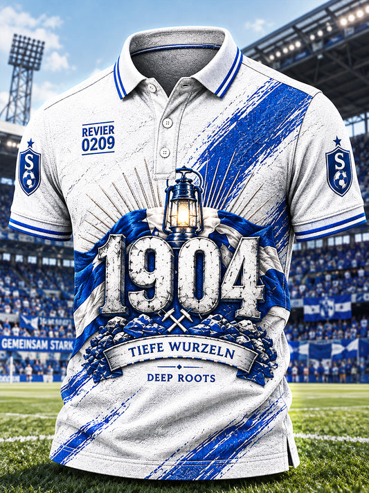 Herren-Poloshirt der deutschen Bundesliga, Schalke 1904, bedruckt, lässig