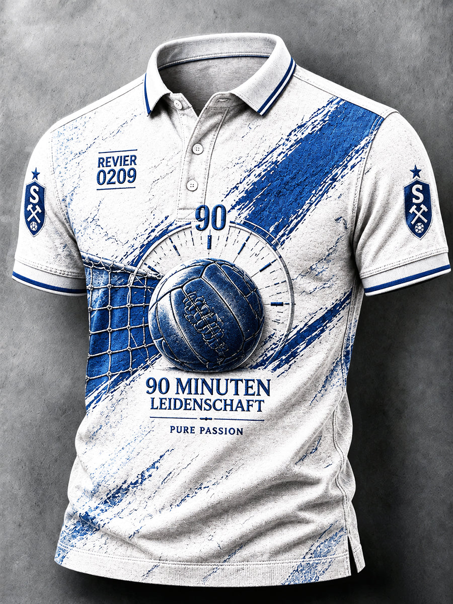 Herren-Bundesliga-Schalke-Fußball-Polo-Shirt mit 3D-Druck, lässig