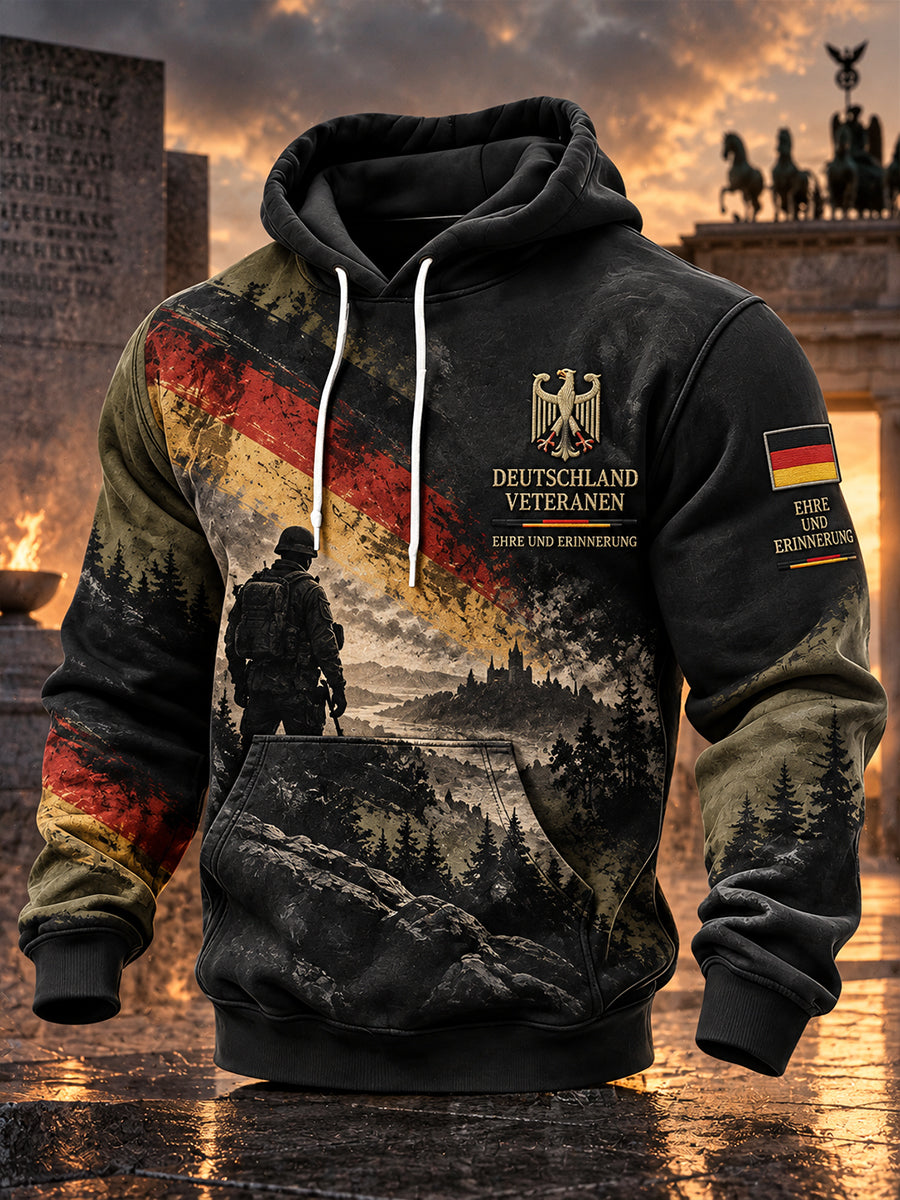 Herren-Kapuzenpullover mit Grafikdruck zum Gedenken an Veteranen