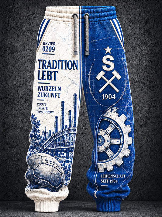 Herren-Bundesliga-Hose von Schalke mit Patchwork-Print, lässige Sporthose
