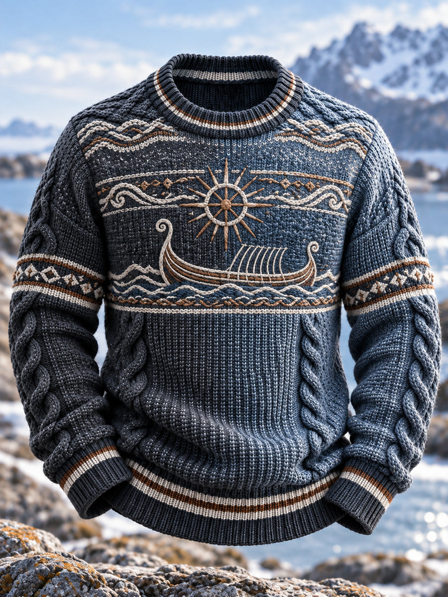 Retro Nordic Wikingers chiff Kunst Pullover