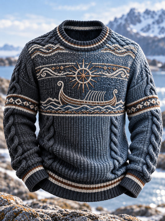 Retro Nordic Wikingers chiff Kunst Pullover