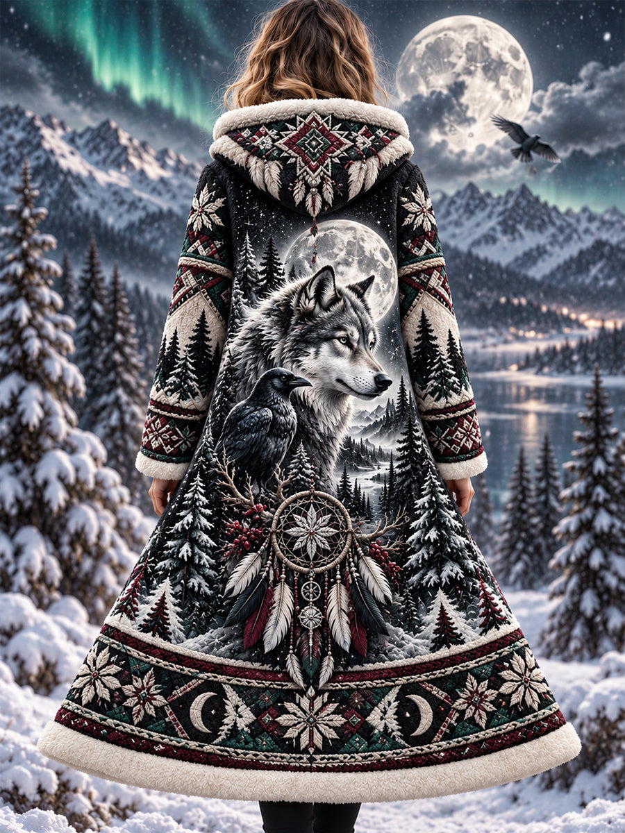 Damen-Nordic-Tiermuster-Flanelljacke