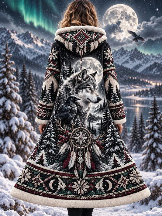 Damen-Nordic-Tiermuster-Flanelljacke