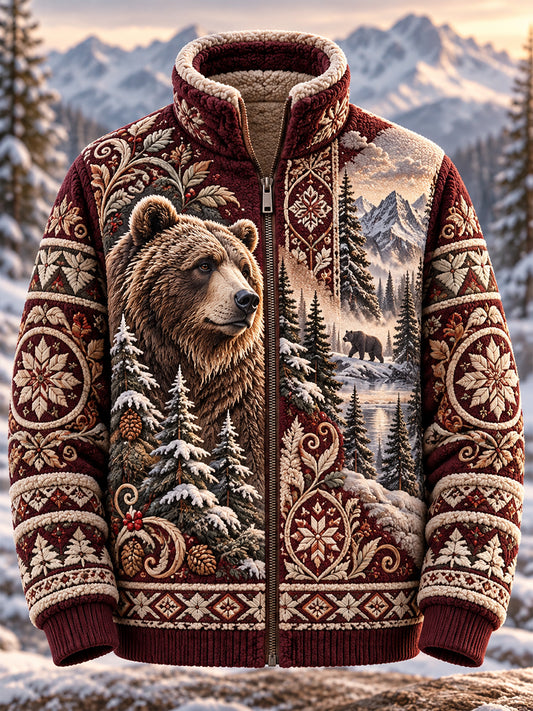 Herren Nordic Animals Flanell Reiß verschluss Jacke