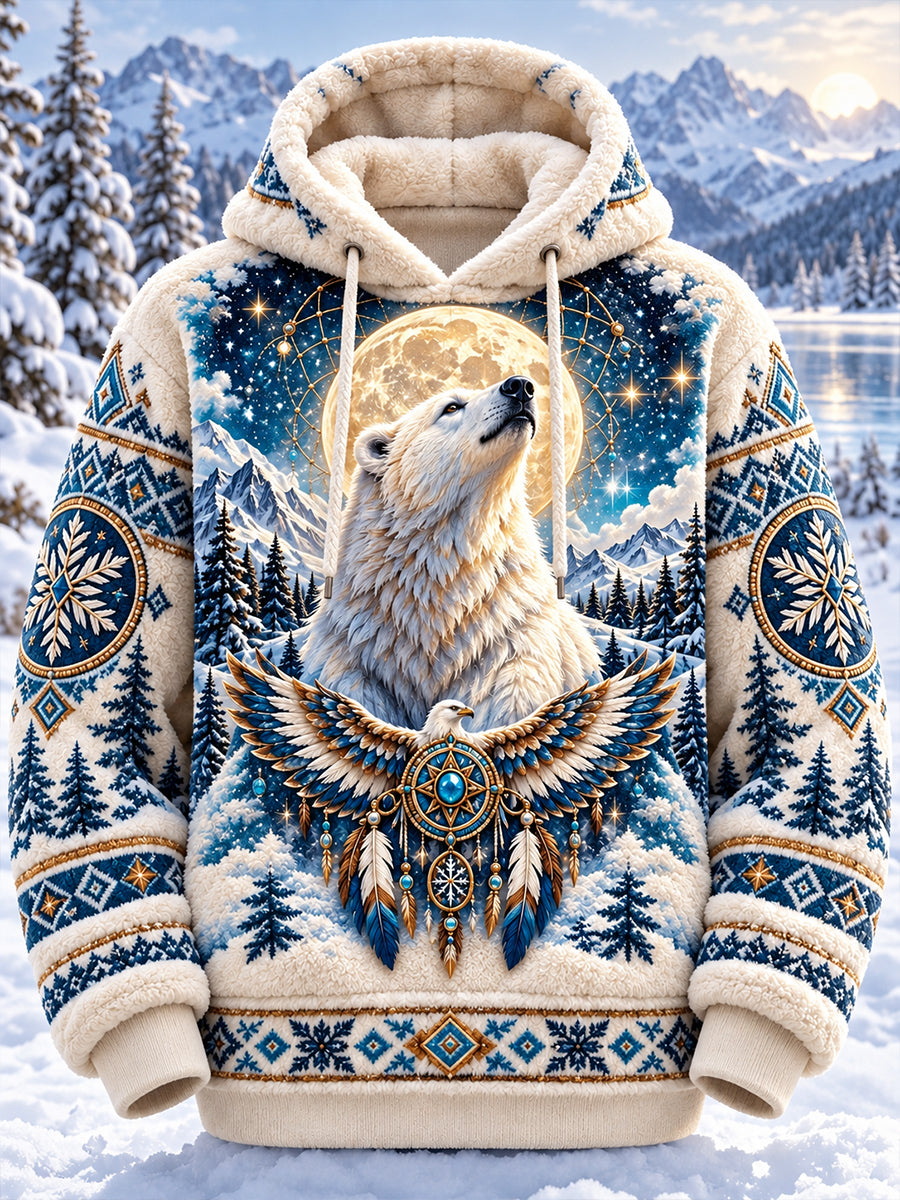 Männer nordische Tiere Flanell Hoodie