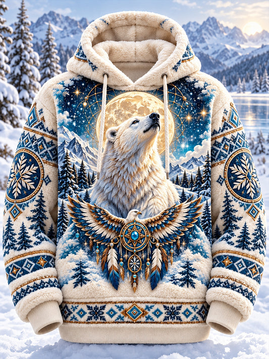 Männer nordische Tiere Flanell Hoodie